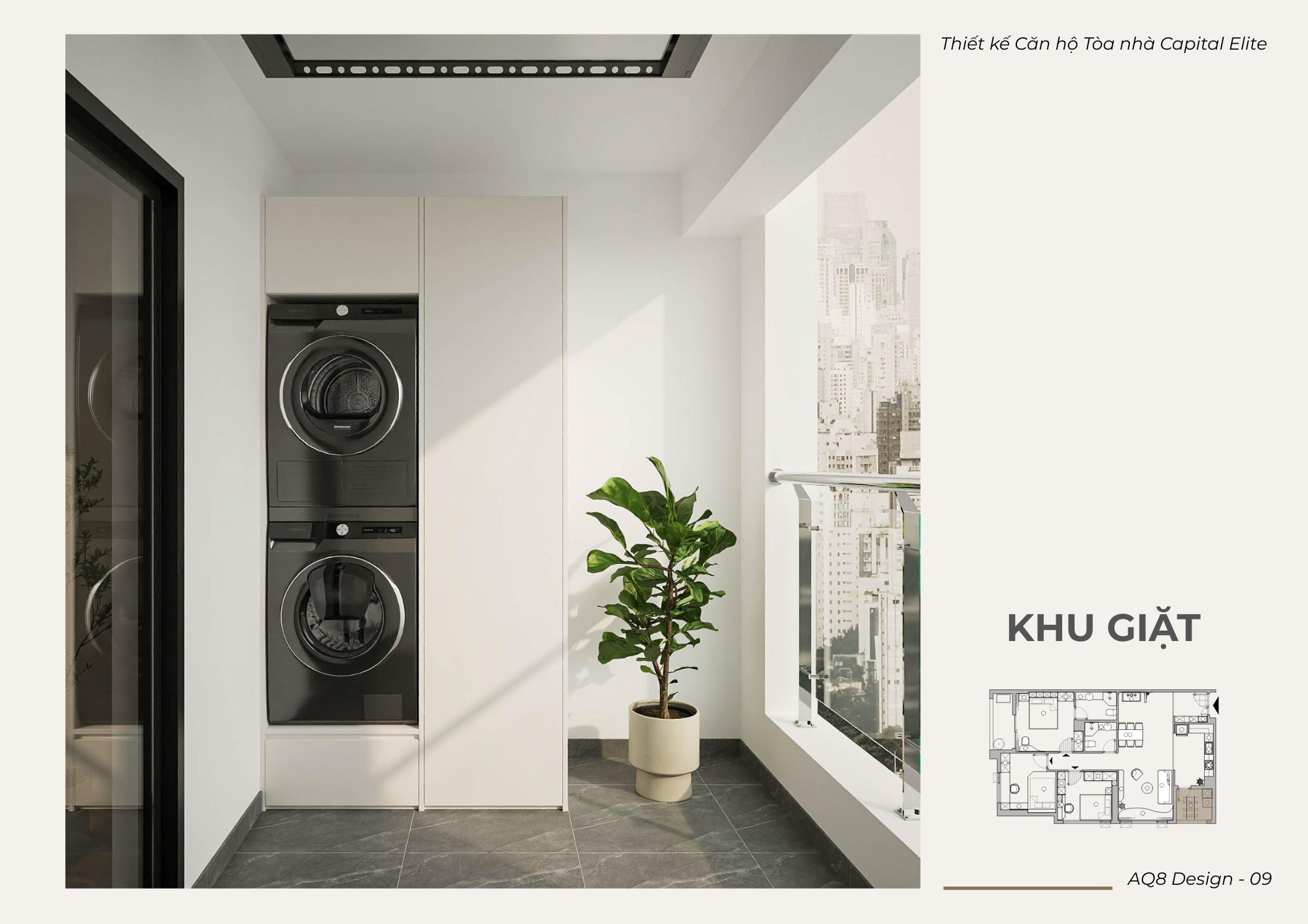 Nội thất căn hộ Capital Elite – Khu giặt sấy