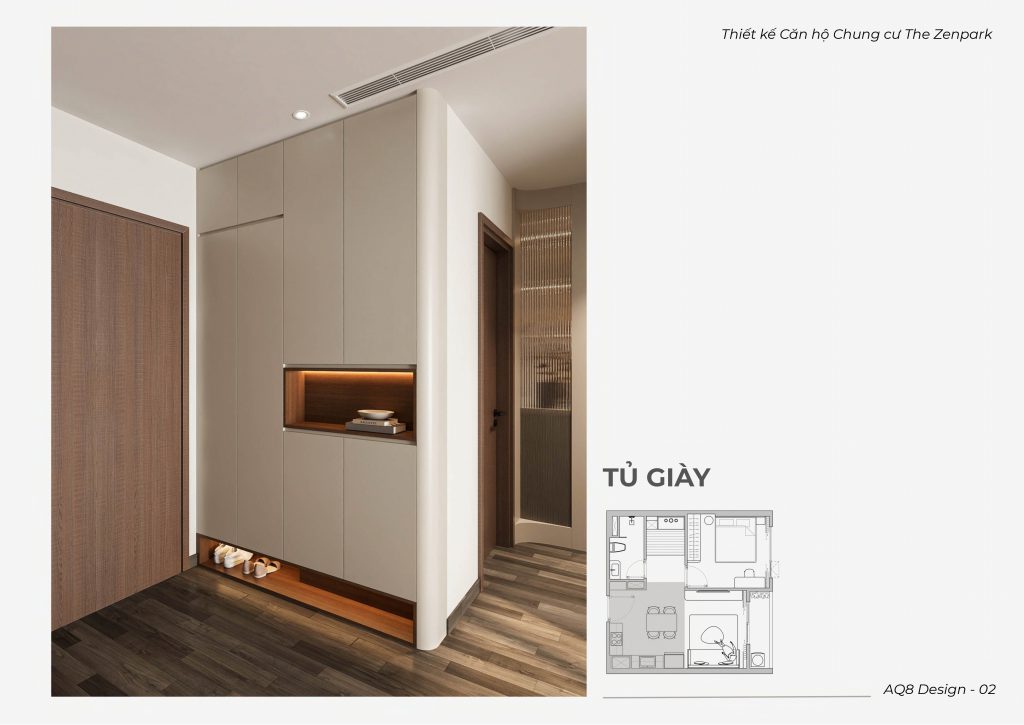 Căn hộ The Zenpark_Lối vào – Tủ giày: Khoang đệm nhỏ mở ra nhịp sống lớn