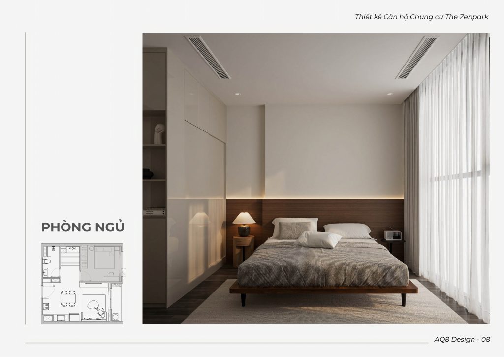 Căn hộ The Zenpark_Phòng ngủ – Khoảng nghỉ nguyên bản và giản dị